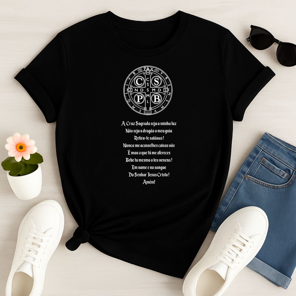 Camisa T-Shirt Feminina Casual Algodão Camiseta Baby Look 100% Algodão Estampada São Bento