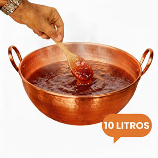 Tacho De Cobre Puro 10 Litros Alça de cobre+Colher de Madeira (Brinde) em Oferta na Shopee