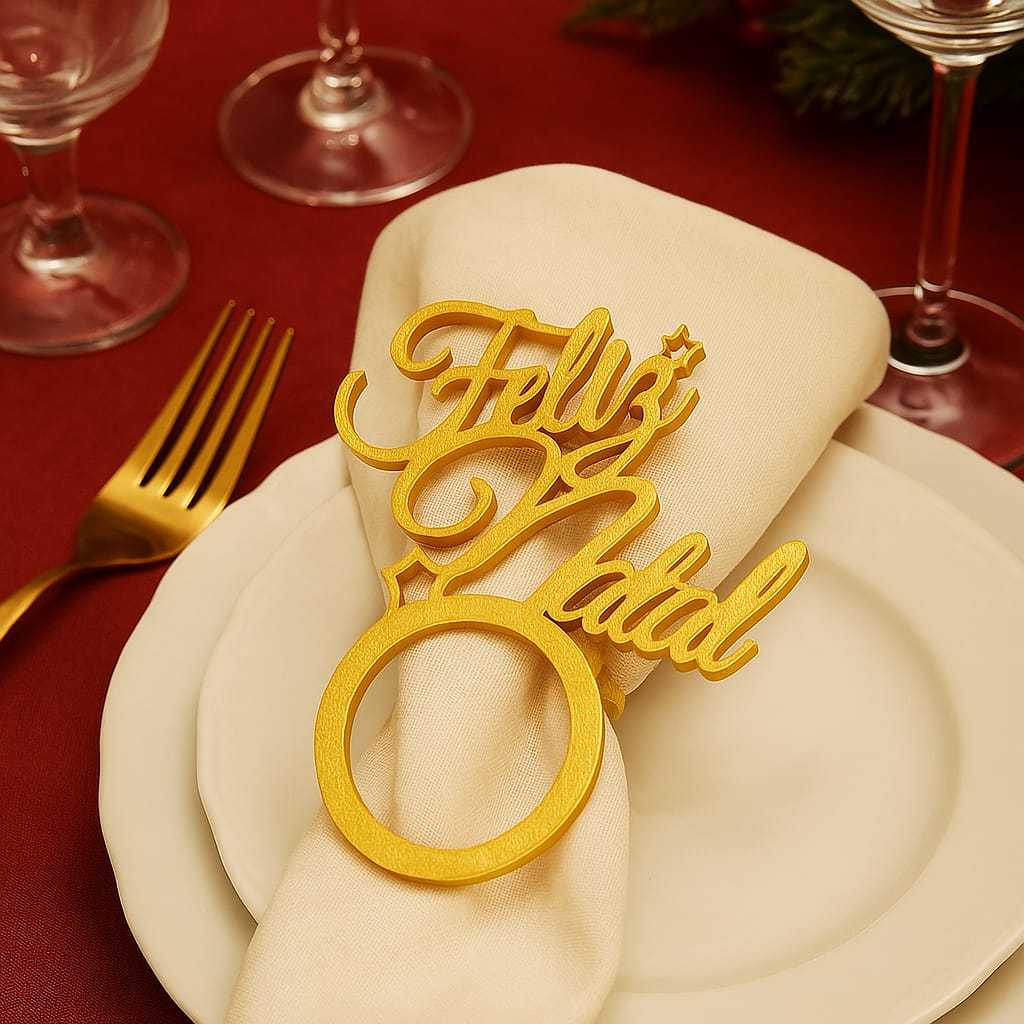 Kit 6/12/24 Anel Porta Guardanapo Feliz Natal – Decoração de Natal - Ideal Mesa Posta Ceia Natalina
