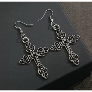 Brinco de Cruz Goth - Par de Brincos de Cruz Goth Dark com base de Anzol em Oferta na Shopee