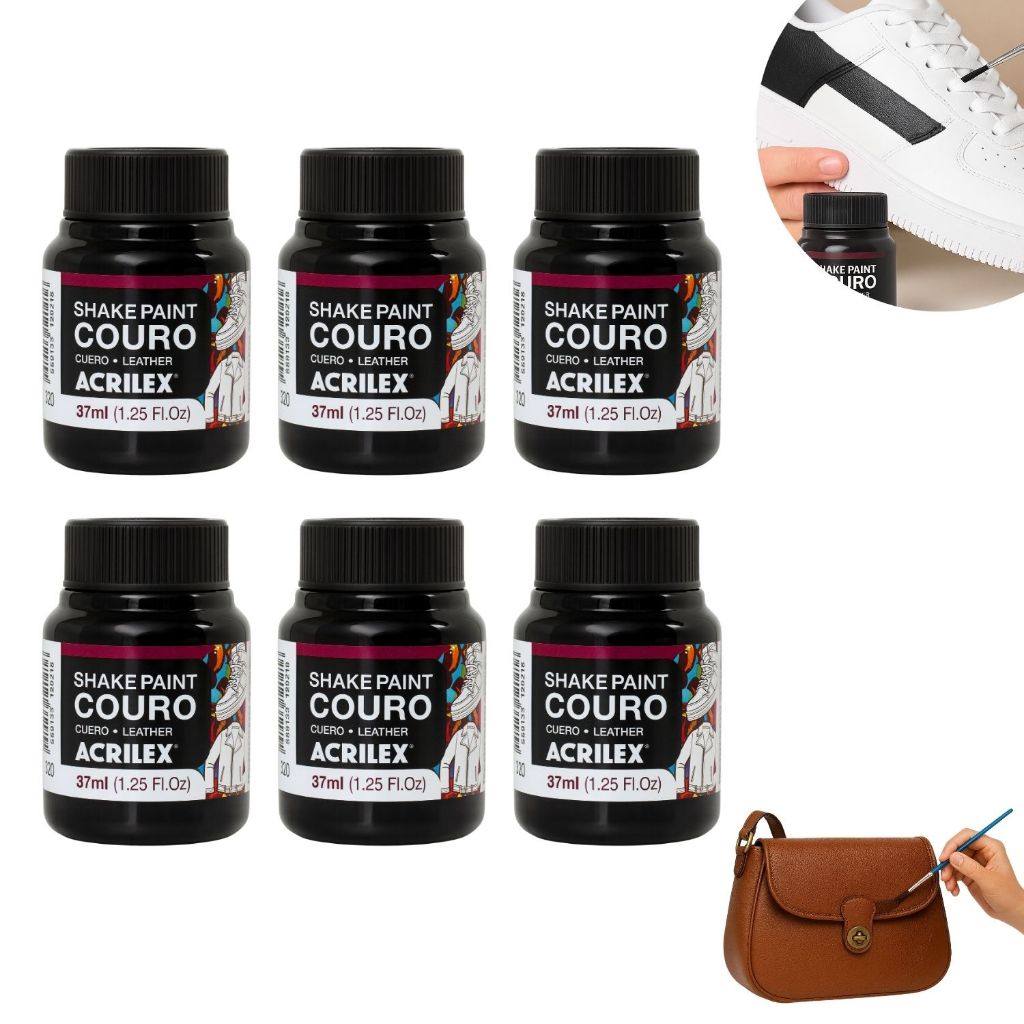 Kit 6 Frascos Tinta Para Couro Natural Sintético Sapato Bota Jaqueta Bolsa Sofá Restauração 37ml em Oferta na Shopee