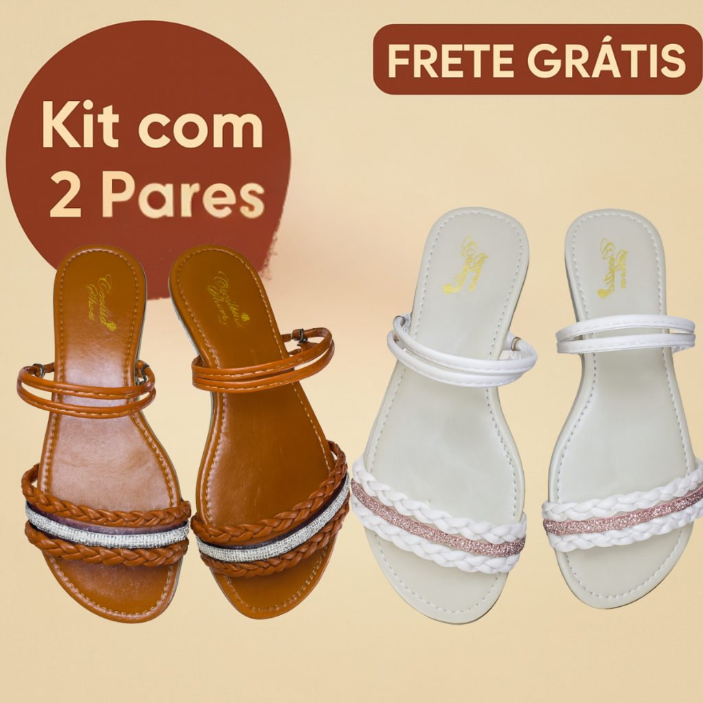 Sandália Rasteirinha 2 em 1 Feminina Comfort Plus Moda Verão Lançamento