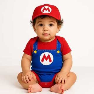 Body SUPER MARIO BROSS + BOINA Temáticos Infantil Personagens Mesversario Fantasia