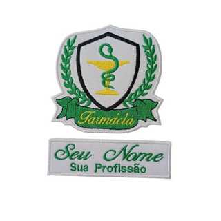 Patch Termocolante Farmácia Ramos - kit Logo + Nome Bordado- MANDAR O NOME RÁPIDAMENTE PELO CHAT