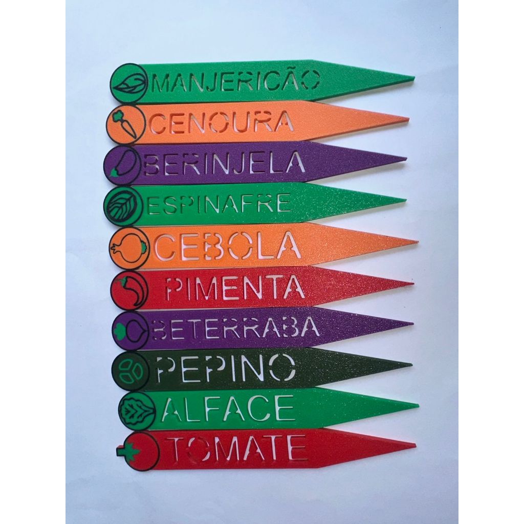 Placa Plaquinha para Hortas Jardim Jardins identificação identificadora Legumes Temperos Sabores