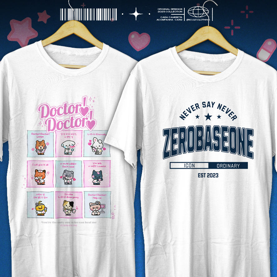 Camiseta Unissex ZeroBaseOne ZB1 'Doctor! Doctor!' ZERONI 'Never Say Never' KPOP Aesthetic em Oferta na Shopee