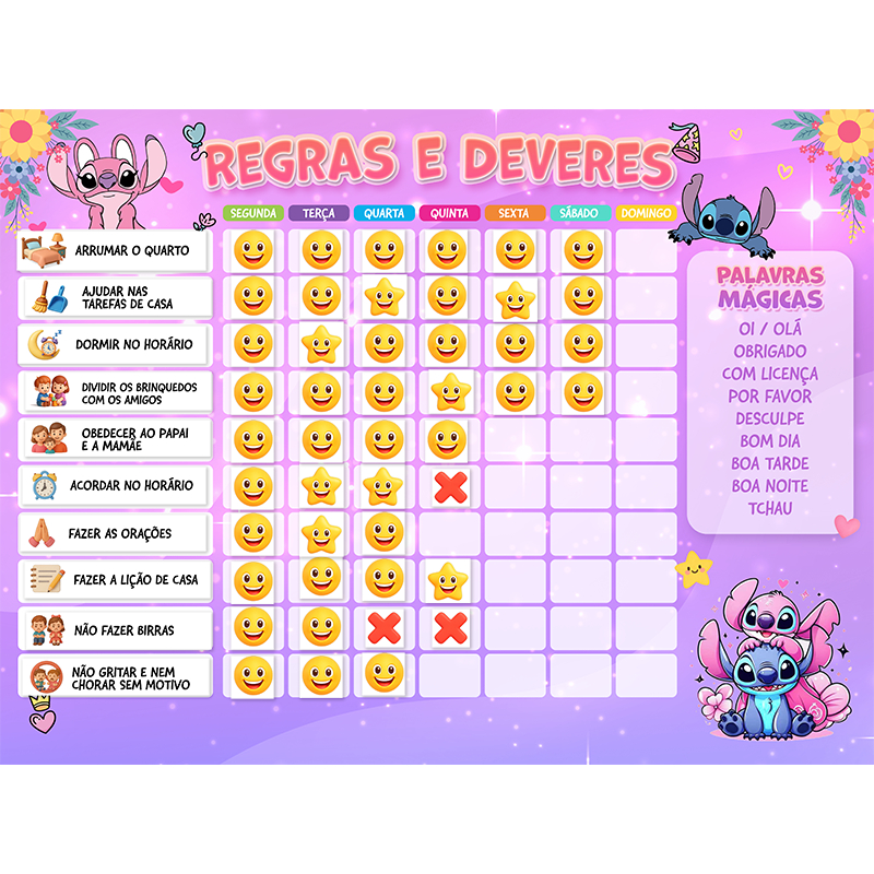 Quadro De Regras Infantil/ Quadro Educativo/ Quadro de Incentivo - Magnético 24 Regras