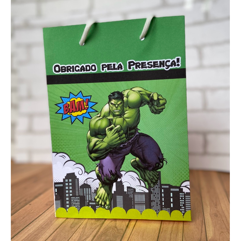 Kit Sacolinhas Surpresa Personalizadas Hulk Vingadores | Lembrancinhas Festa Infantil | Pegue e Monte