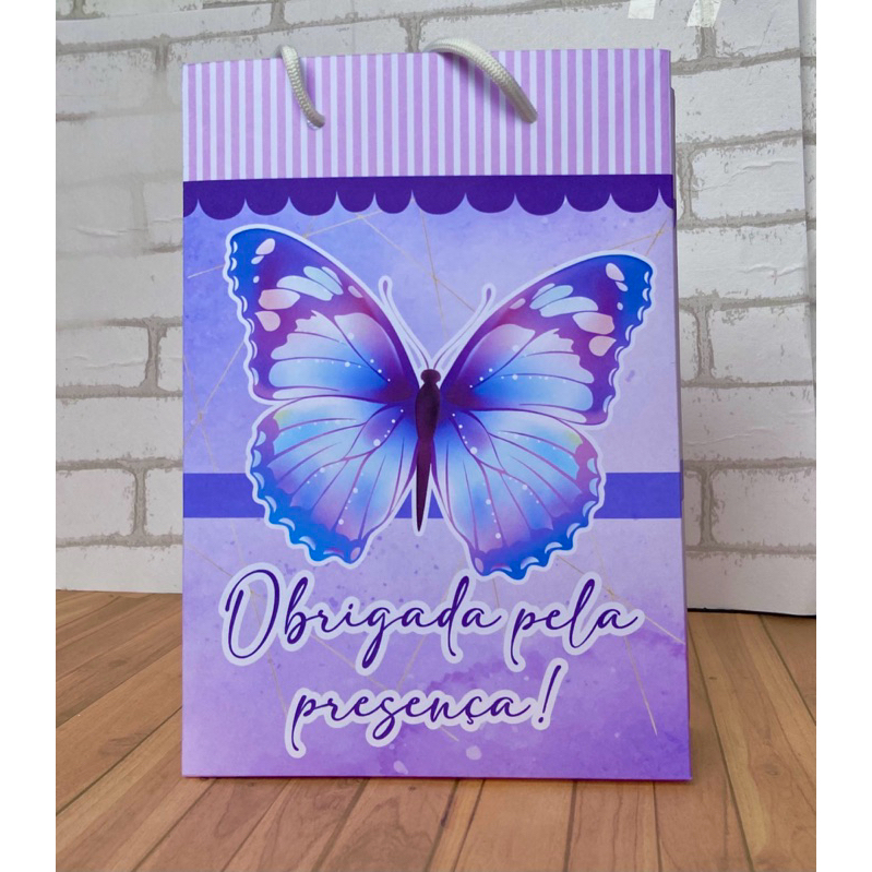 Kit Sacolinhas Surpresa Personalizadas Borboleta Lilás Jardim Encantado | Lembrancinhas Festa 15 Anos | Pegue e Monte