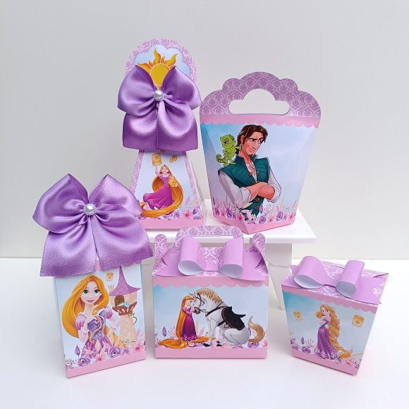 Kit Festa Rapunzel l Enrolados l Princesas Disney l Personalizados l Lembrancinha para Festa l kit Caixas