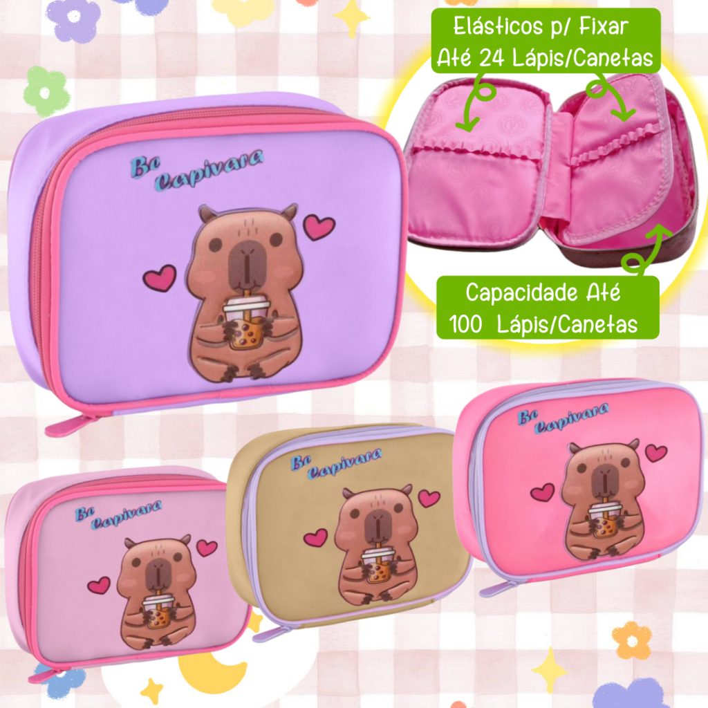 2026 Novo Estojo Box Escolar Penal Capivara Capacidade Grande em Oferta na Shopee