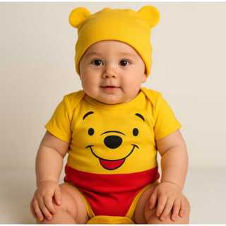 Body Bebê Ursinho Poof Body + Touca Temático de Mesversaro