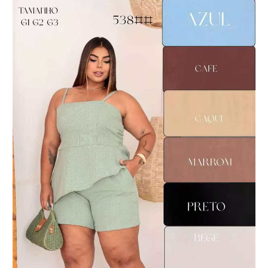 963 Suspensórios + shorts de terno casual de cor sólida em Oferta na Shopee