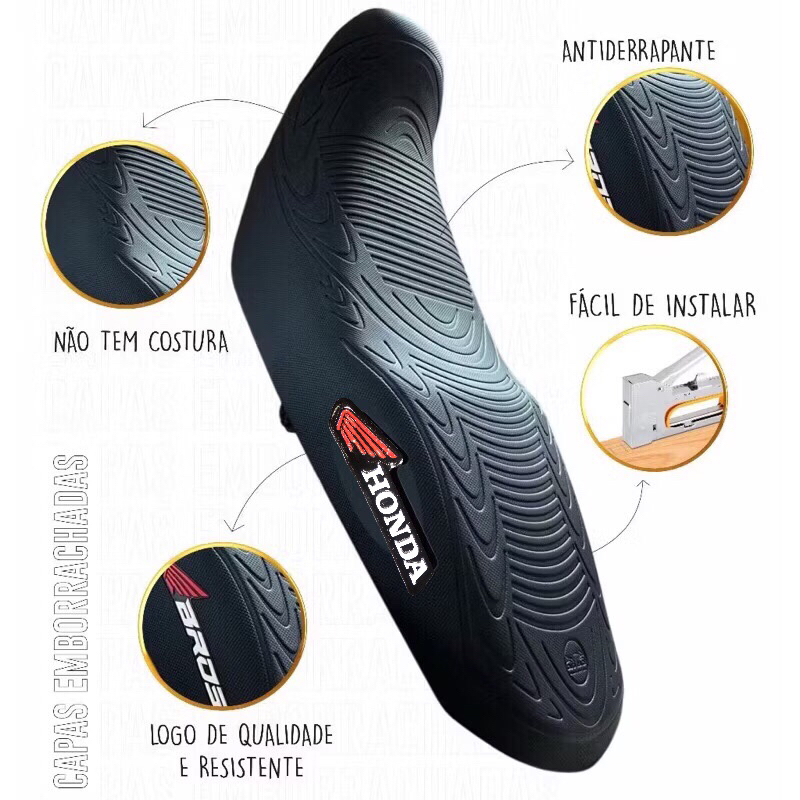 Capa De Banco Moto Antiderrapante Universal Honda CG 125 150 160 Titan Fan Bros Emborrachada Resistente Conforto em Oferta na Shopee