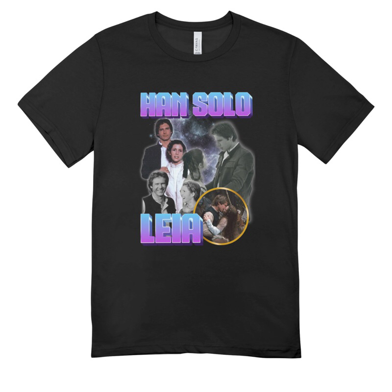 Camisetas Algodão Unissex Tshirt Graphic tee Han solo e Leia Purple