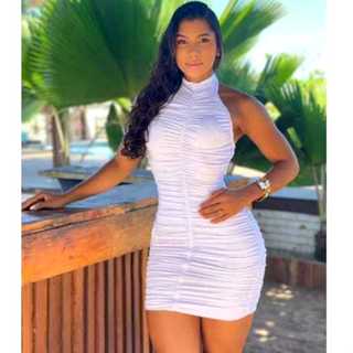 Vestido Feminino Drapeado Com Bojo Suplex, Vestido Franzido Elegante Aberto Nas Costas, Vestido Drapeado Empina Bumbum em Oferta na Shopee