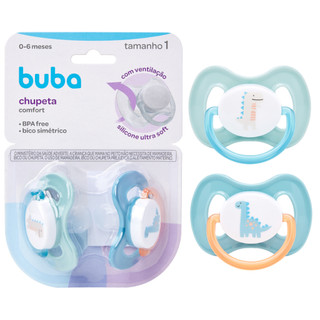 Kit Chupetas Tamanho 1 (+0 a 6 Meses) Magic Dino Comfort Ultra Soft - Buba