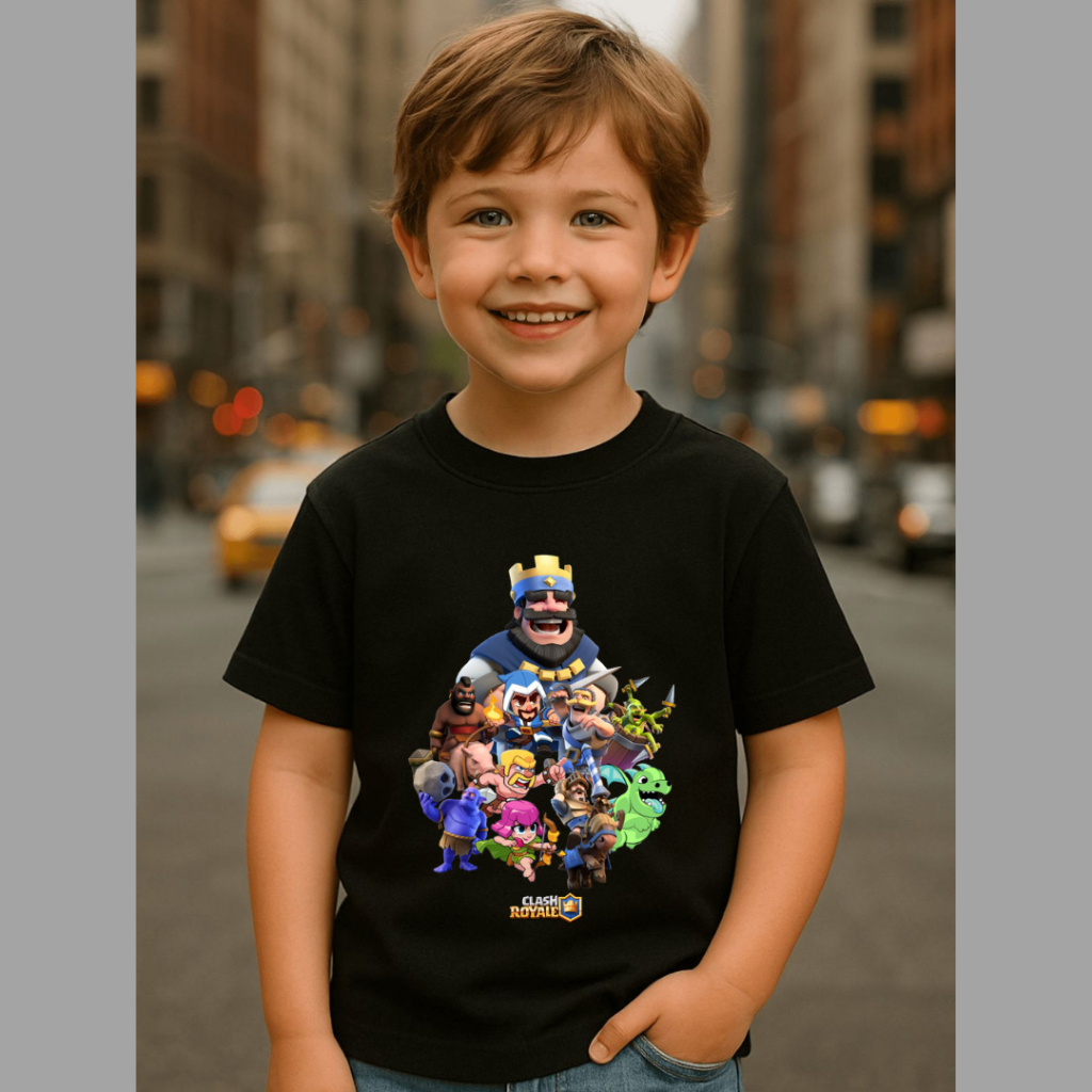 Camiseta Blusa Infantil 100% algodão Exclusiva Jogo Clash Royale Unisex Personagens
