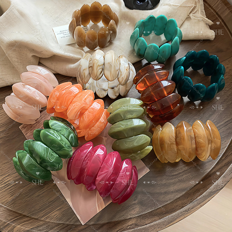 SHE - Pulseira elástica de acrílico oval borrada com nicho e design exclusivo em Oferta na Shopee