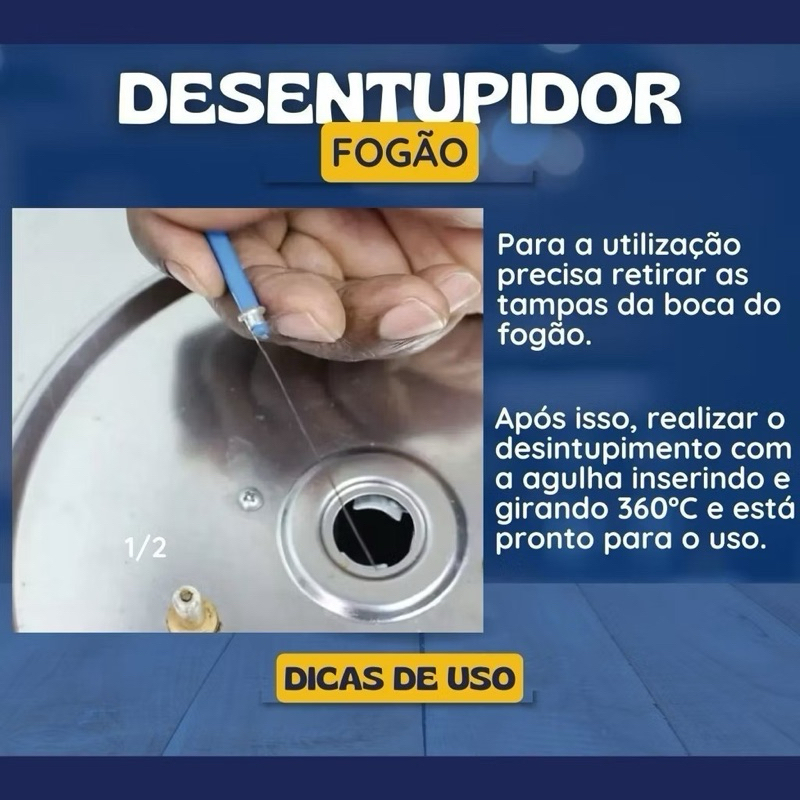 Agulhas de Desentupir Fogão Limpeza Bicos Queimador Gás em Oferta na Shopee