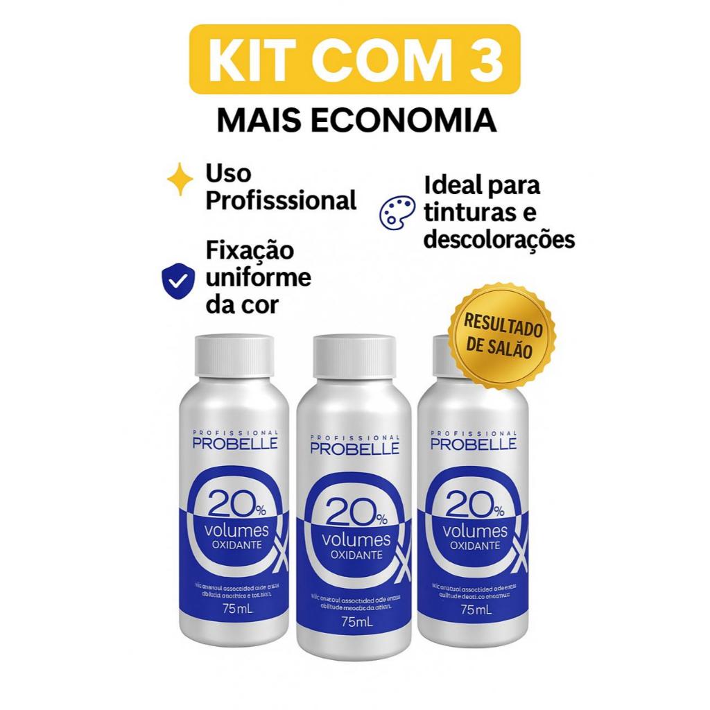 Kit  03 Agua Oxigenada 20 V Probelle   75 ML em Oferta na Shopee