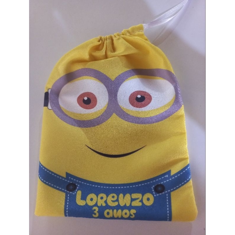 Saquinho Surpresa personalizado aniversário 14x19cm Minions