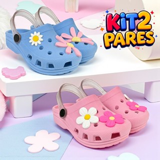 Kit 2 Pares Sandália Babuche Infantil Meninas Confortável em Oferta na Shopee