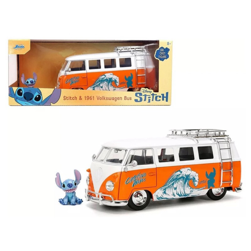 Miniatura Jada Toys - 1961 Volkswagen Kombi com Boneco STITCH 1/24