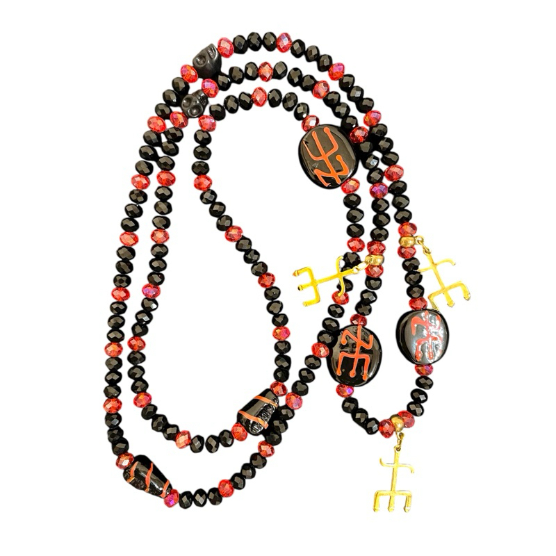 Guia de Exu Cristal 8mm – Marabô, Tiriri, Tranca Ruas | Búzios, Murano e Caveiras
