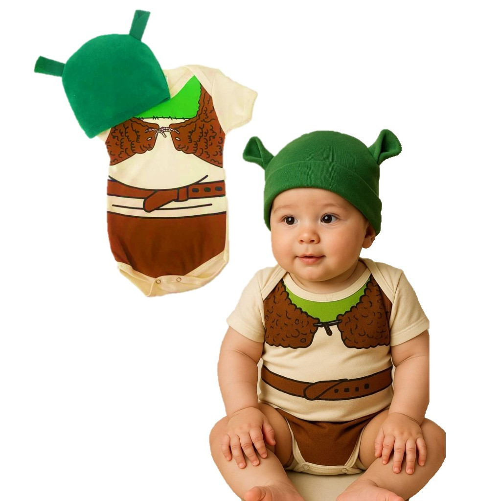 Body do Shrek Bebe Bori + Touca Temático de Mesversario-Shrek (K-2) em Oferta na Shopee