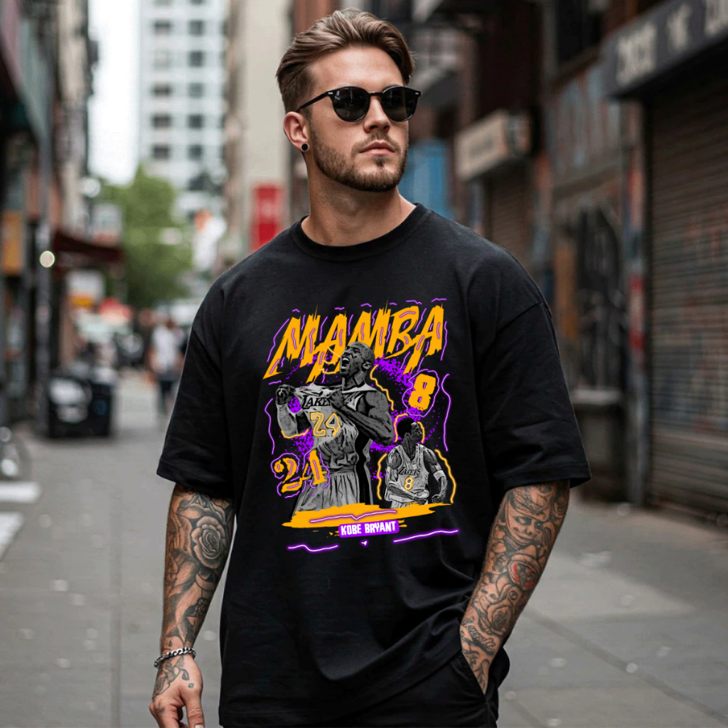 Camiseta Basquete Camisa Masculina Kobe Bryant Basquete NBA 100% Algodão Premium - Black Mamba