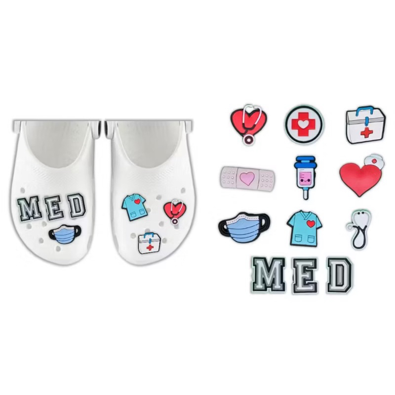 Pins Botons Broche Enfeite Para Croc Calçado Medicina Kit Com 7 Sortidos