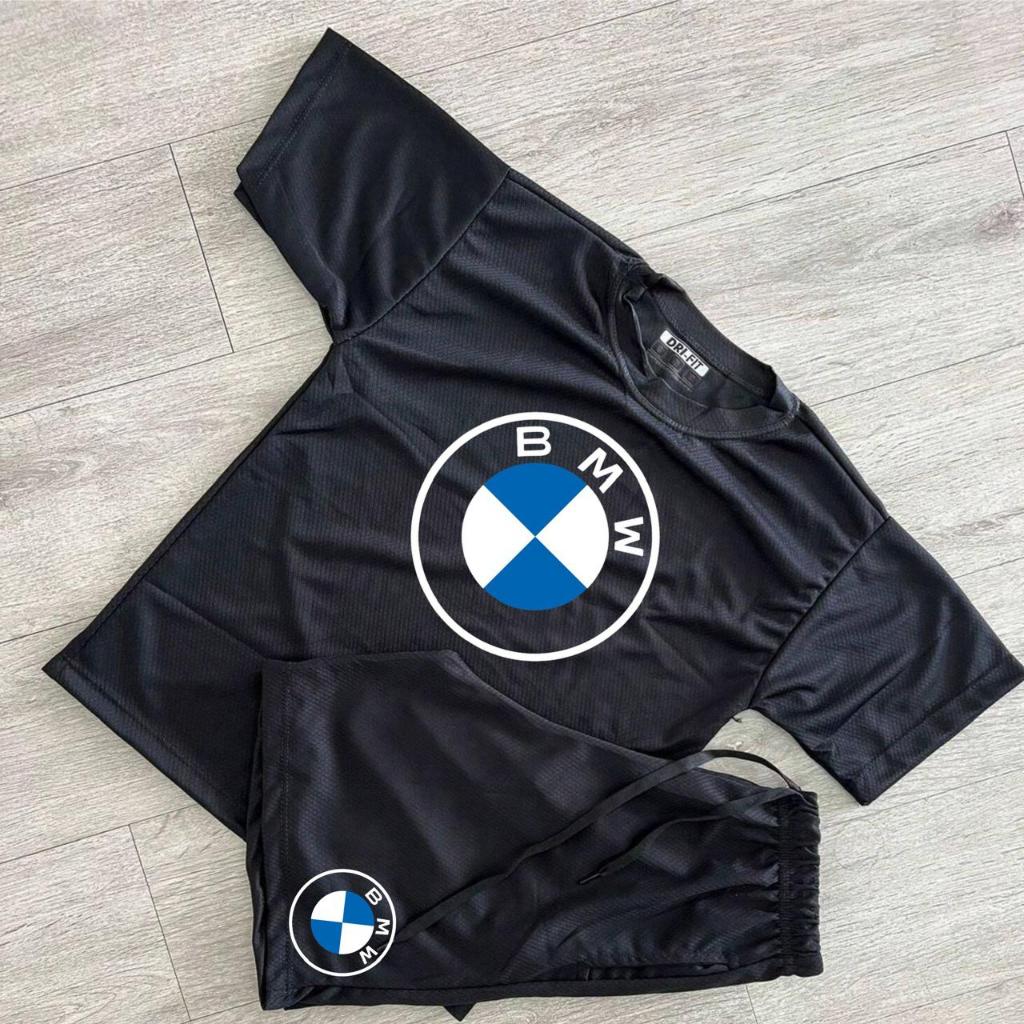 Conjunto Camiseta e Bermuda Estampas Variadas Camiseta Dry Fit e Bermuda Tactel