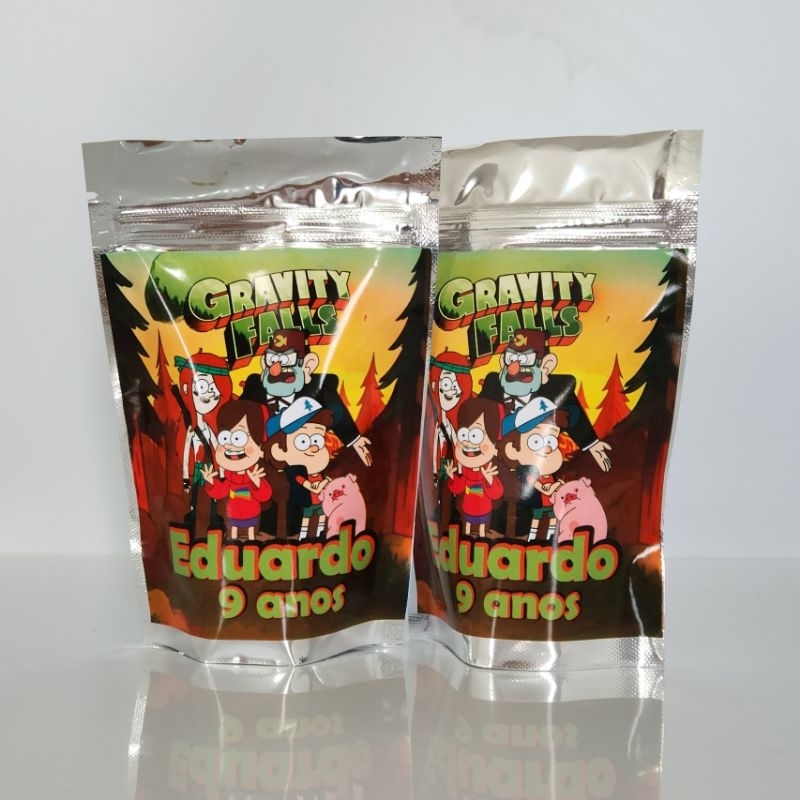 SAQUINHO METALIZADO GRAVITY FALLS LEMBRANCINHA PERSONALIZADA PARA FESTA INFANTIL ANIVERSÁRIO