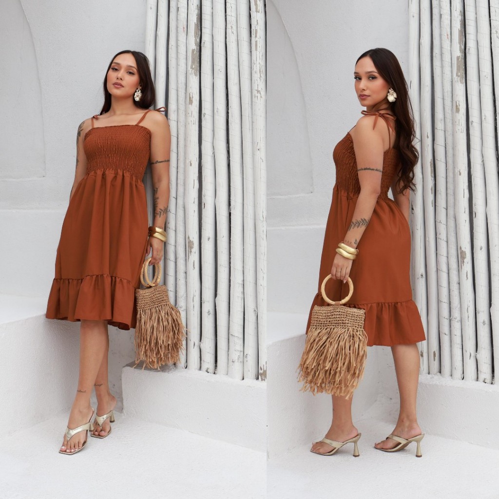 VESTIDO  CIGANINHA COM LATEX MODA BLOGUEIRINHA 17 em Oferta na Shopee