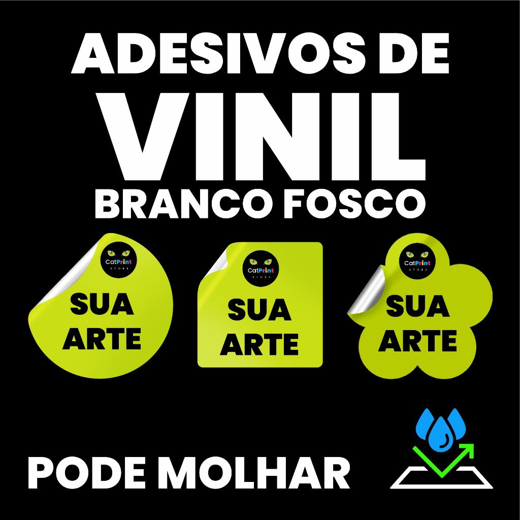 ADESIVOS PERSONALIZADOS -  À PROVA D'ÀGUA - VINIL BRANCO em Oferta na Shopee