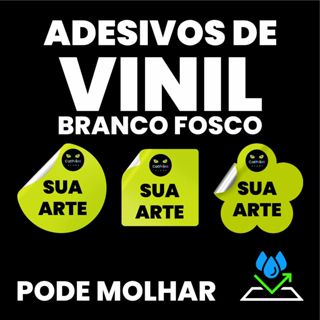 ADESIVOS PERSONALIZADOS -  À PROVA D'ÀGUA - VINIL BRANCO em Oferta na Shopee
