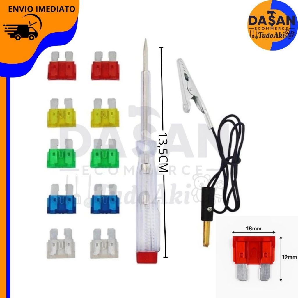Kit Automotivo com Fusíveis e Chave de Teste – Solução Rápida para Pane Elétrica