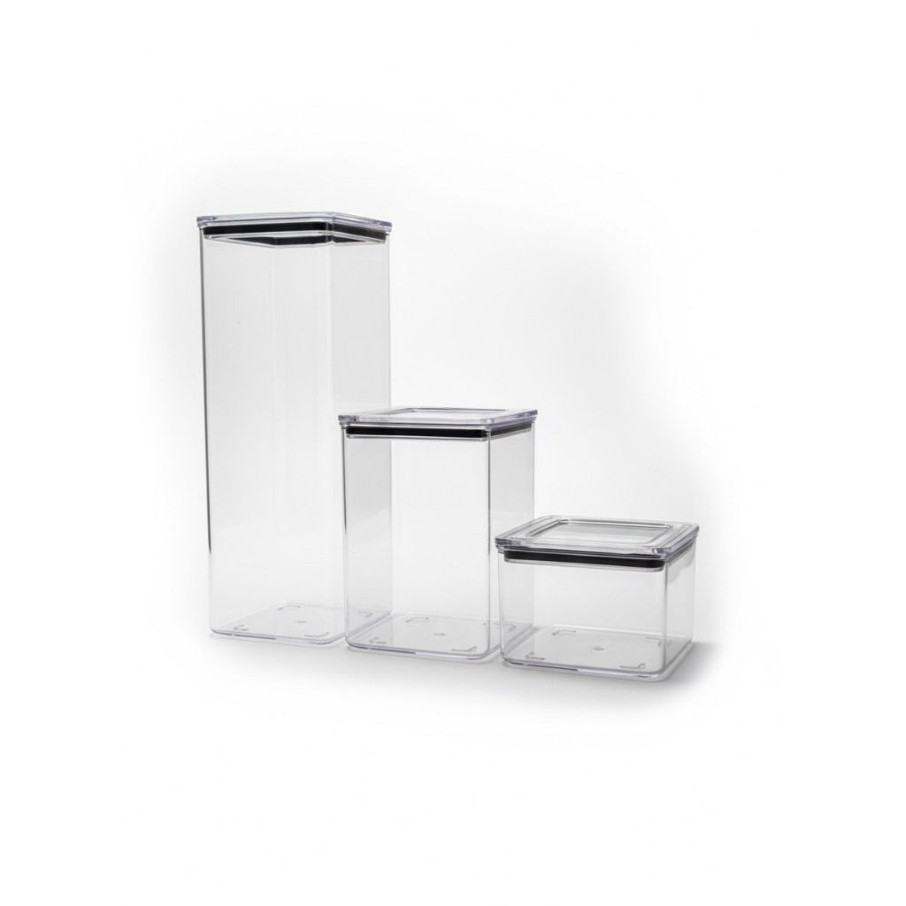 Kit 3 Potes Herméticos Cristal Transparente Acrilico Porta Mantimentos