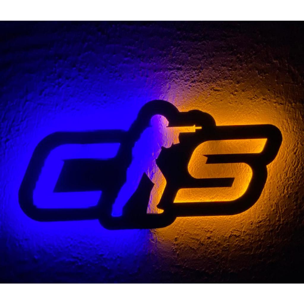Luminoso Cs 2 Counter Strike | Luminária Gamer LED 60x30cm | Quarto Gamer Setup Furia Fallen Gaules