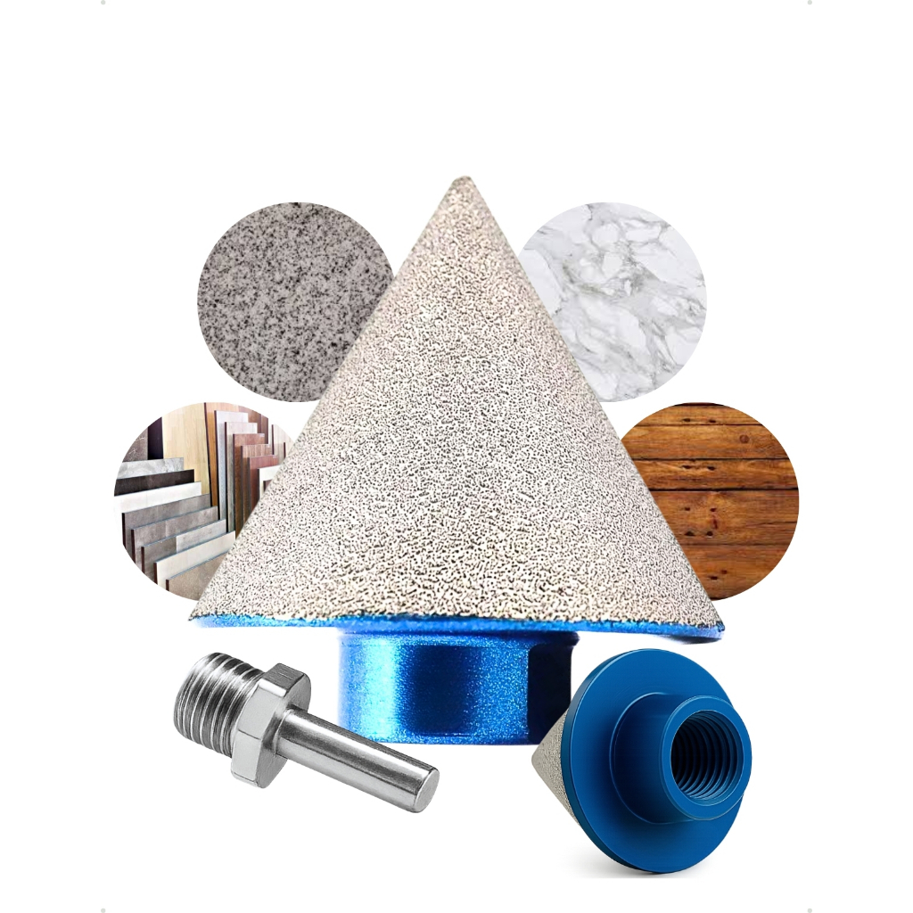 3 Peças Broca De Furar Porcelanato Diamantada Chanfrar 50/38 mm M14 Com Adaptador Para Furadeira Esmerilhadeira Chanfrar