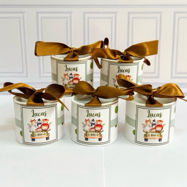 Kit Tubolata Personalizada 5x6cm com Laço – Lembrancinha Festa Infantil, Aniversário e Batizado / Tubolata safari