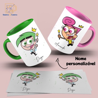 Conjunto Caneca Casal Cosmo & Wanda Com Personalização de Nome - Padrinho Mágicos  - Caneca Resinada de Cerâmica 325ml em Oferta na Shopee