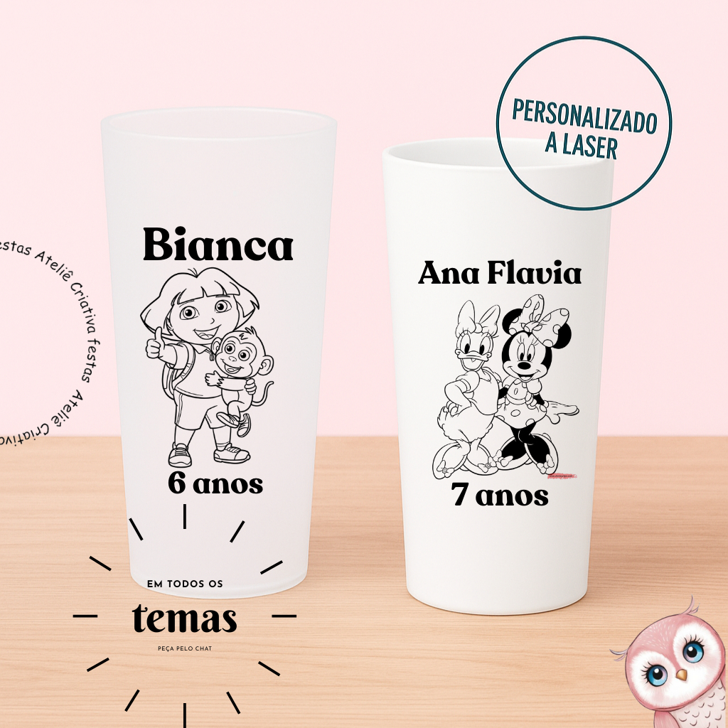 Kit de Copos Long Drink Personalizado Colorir Varios temas Escolha o Tema Lembrancinha Festa Infantil Chá Aniversário