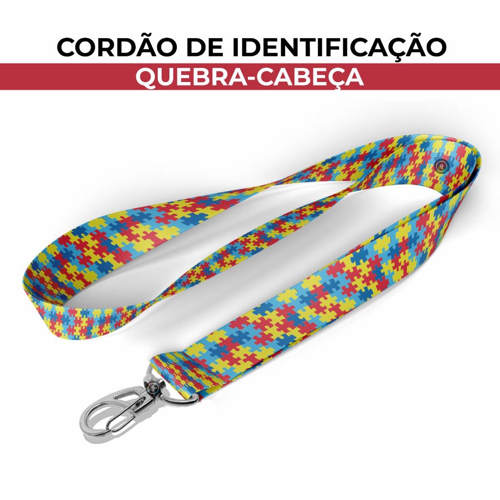 Cordão Identificação Autismo Quebra-Cabeça Argola Mosquete Jacaré Porta Crachá em Oferta na Shopee