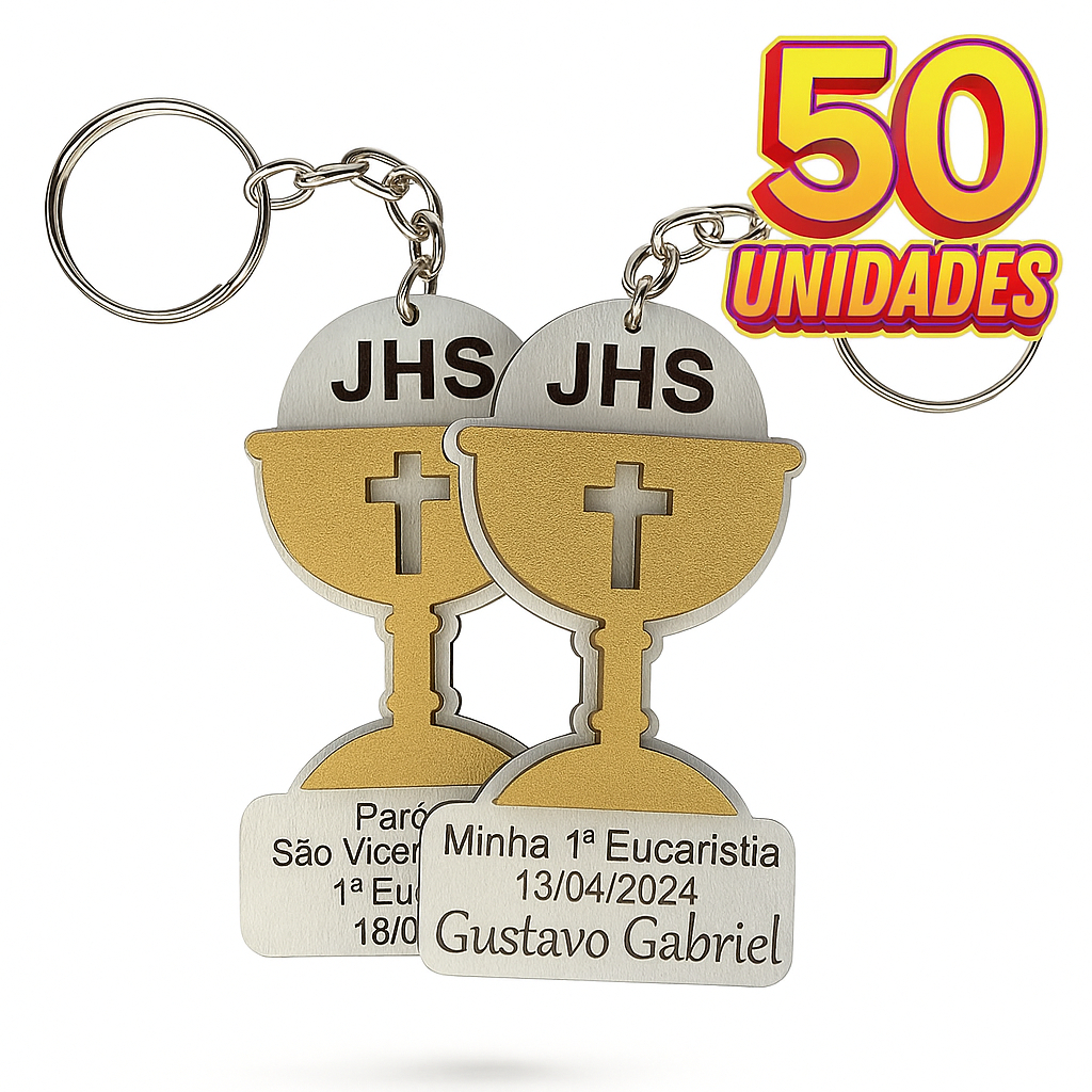 Chaveiro Lembrança 1° Eucaristia -  Personalizado Católico Para Lembrancinhas