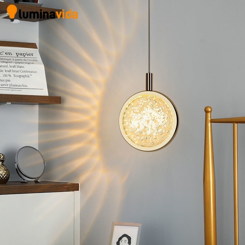 Luminária Pendente Saturno Cristal Bolhas Redondo Gold Preto 7W Bivolt 3 Cores 110V-220V Cinderella em Oferta na Shopee