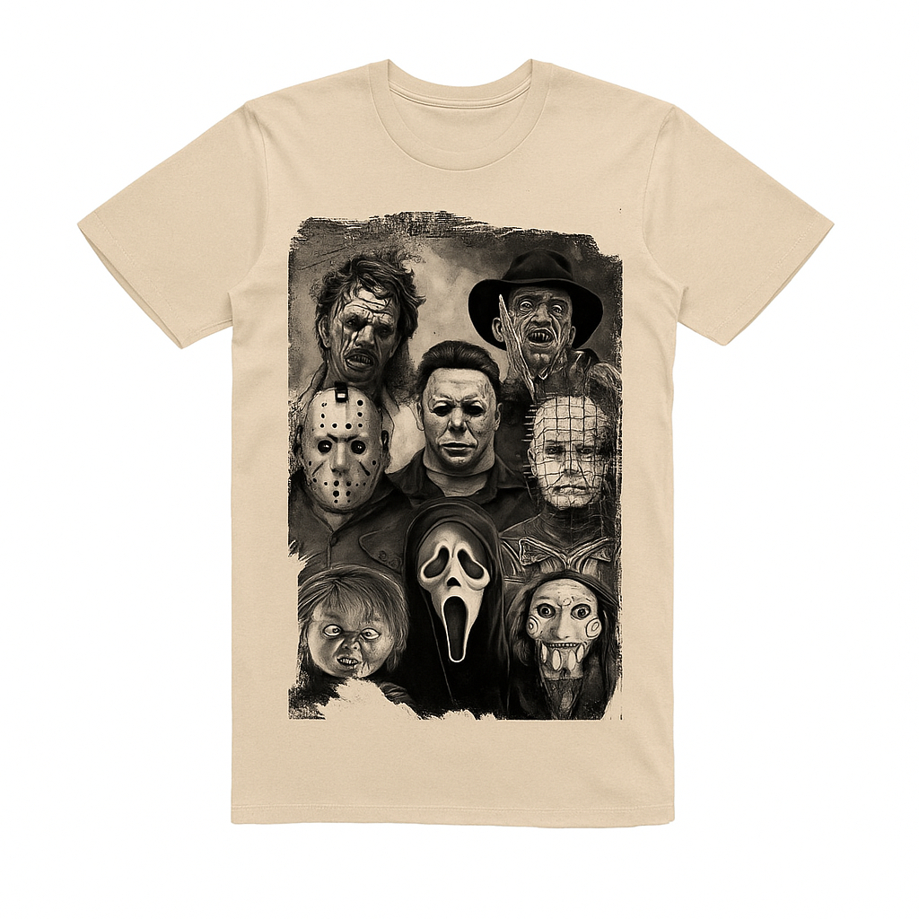 Camiseta com estampa de filme de horror terror halloween scream jason chucky