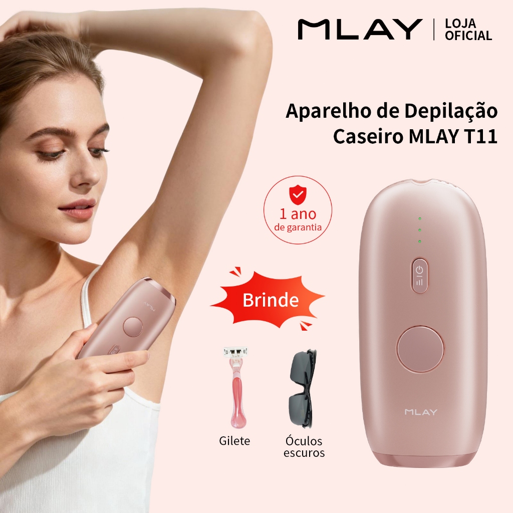 Depilador a laser IPL Mlay T11, indolor e adequado para todo o corpo. Ideal para uso doméstico, com 1 ano de garantia