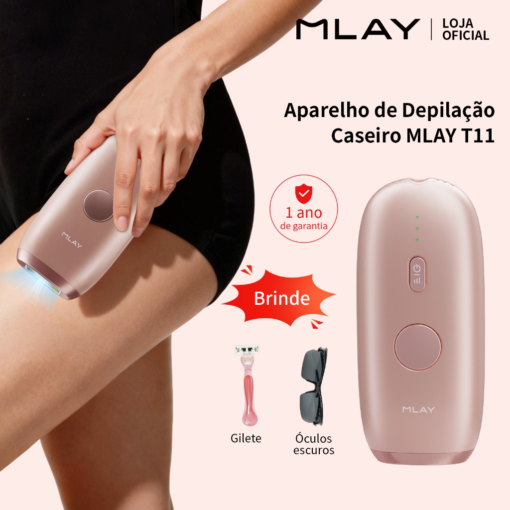 Depilador portátil a laser IPL Mlay T11, indolor e adequado para todo o corpo. Ideal para uso doméstico, seguro e eficaz